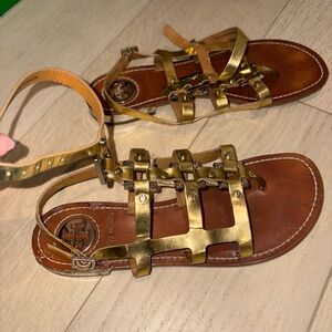 Tory Burch Vaughn Gladiator Sandals in Gold/Brown